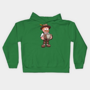 Bavarian Man Playing The Accordion Kids Hoodie